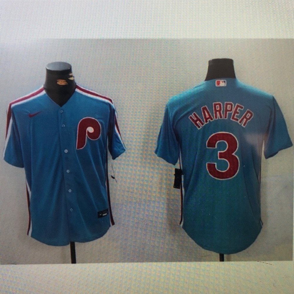 😍3 Bryce Harper Stitched Blue Jersey😀